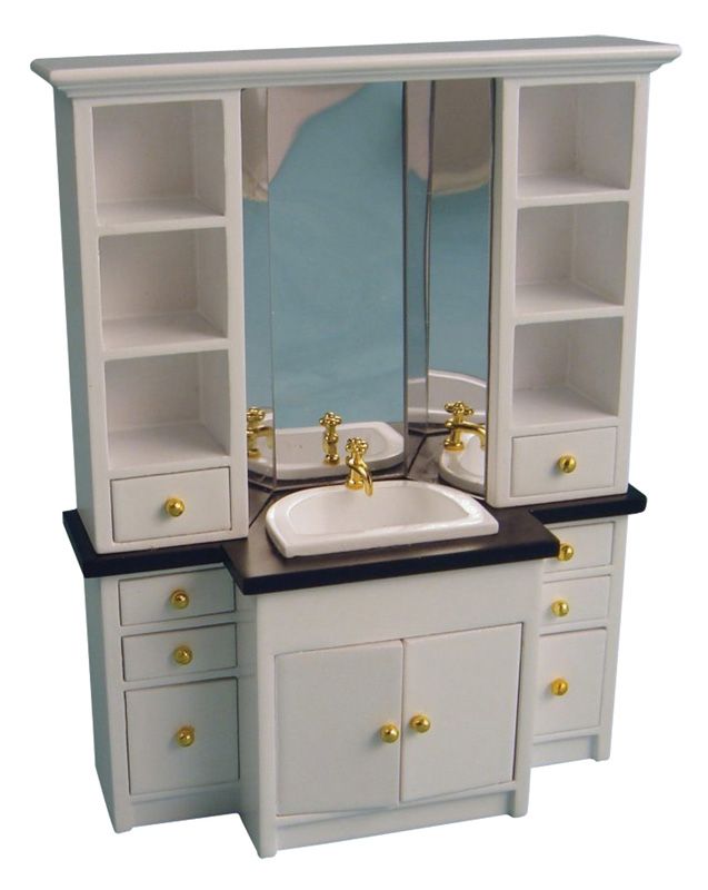 Deluxe White Sink Unit for 12th Scale Dolls House