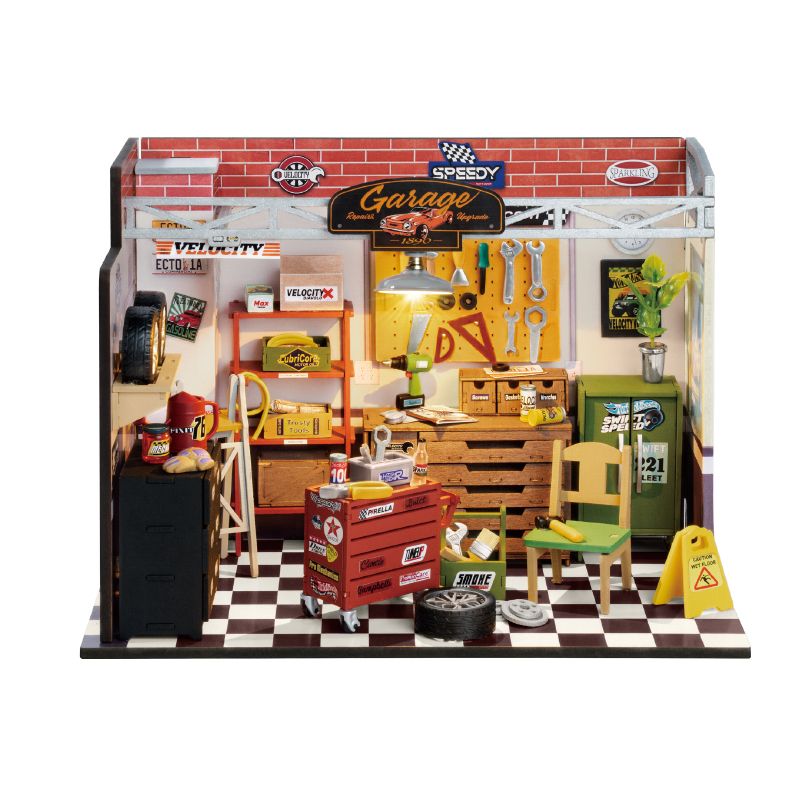 Rolife Garage Workshop DIY Miniature Dollhouse Kit Hobbies