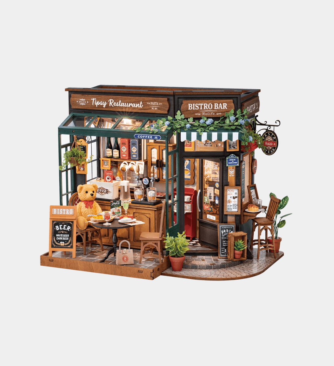 Rolife Tipsy Restaurant DIY Miniature Dollhouse Kit