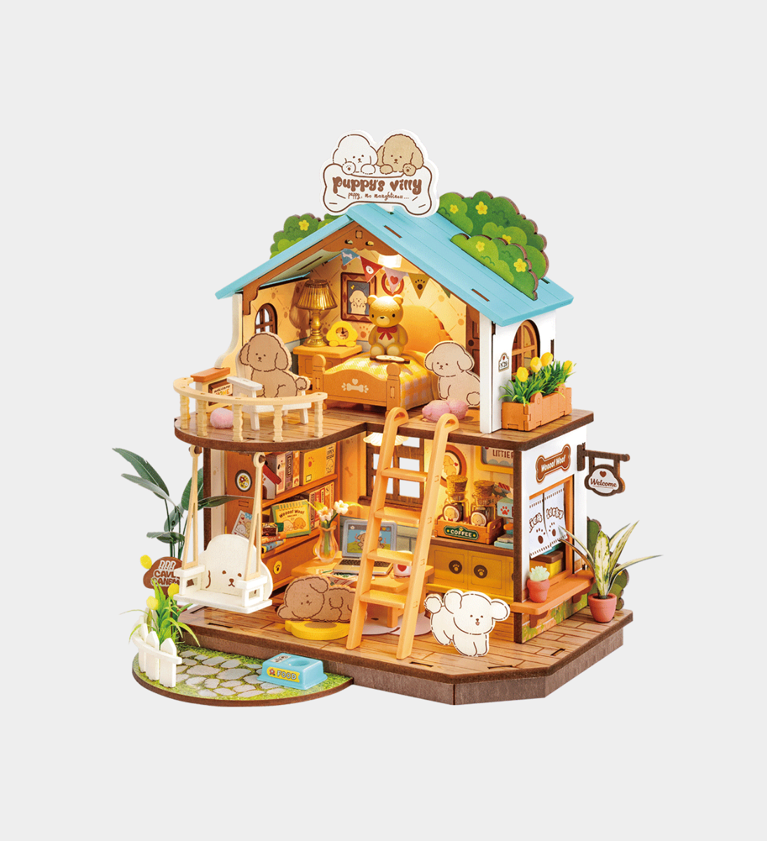 Rolife Puppy's Cosy Villa DIY Miniature Dollhouse Kit