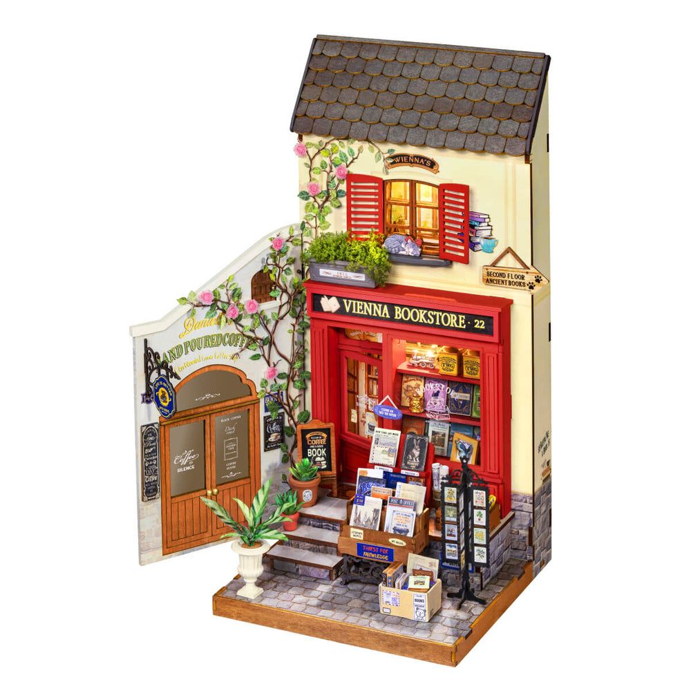 Rolife Vienna Bookstore DIY Miniature Dollhouse Kit