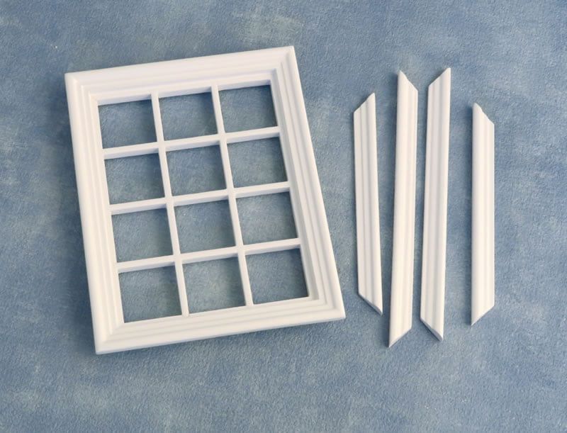 White Wooden 12 Pane Window for 12th Scale Dolls House