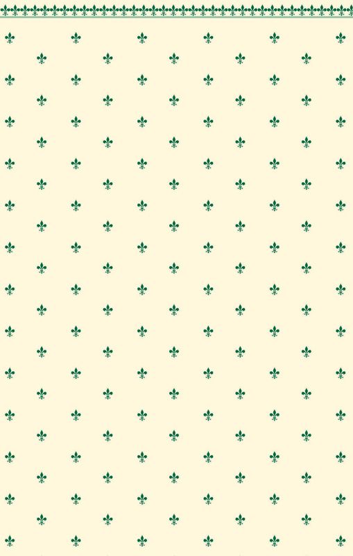 Green and Ivory Fleur de Lys Wallpaper for 12th Scale Dolls House