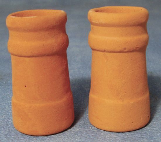 1:12 Scale 2 Med Square Terracotta Chimney Pots Dolls House Tumdee Accessory 662 