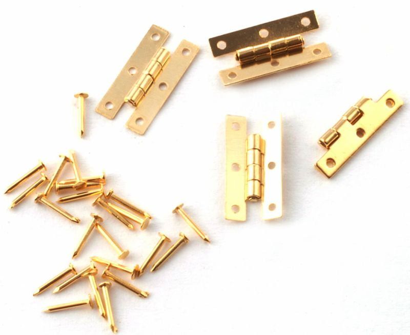 Pack of 4 Miniature Brass Hinges 9mm x 7mm