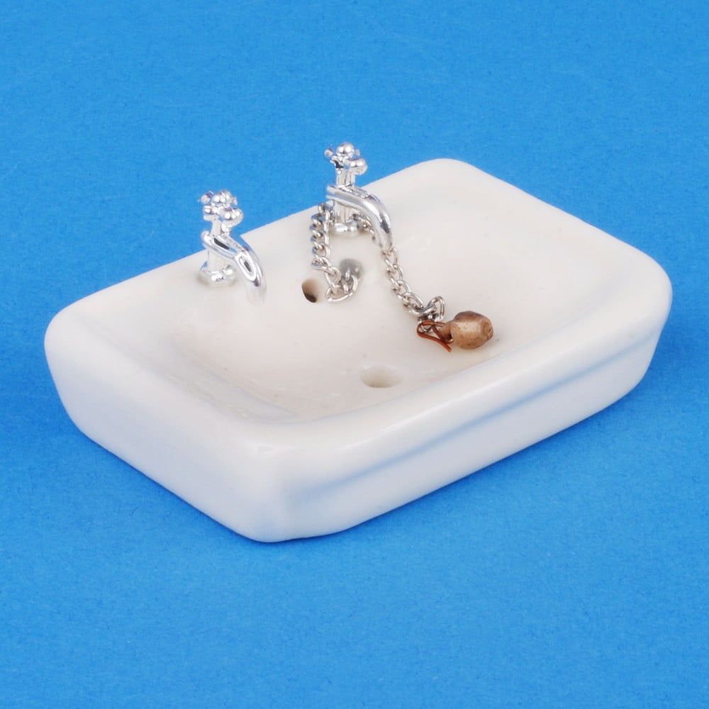 White Square Sink for 12th Scale Dolls House