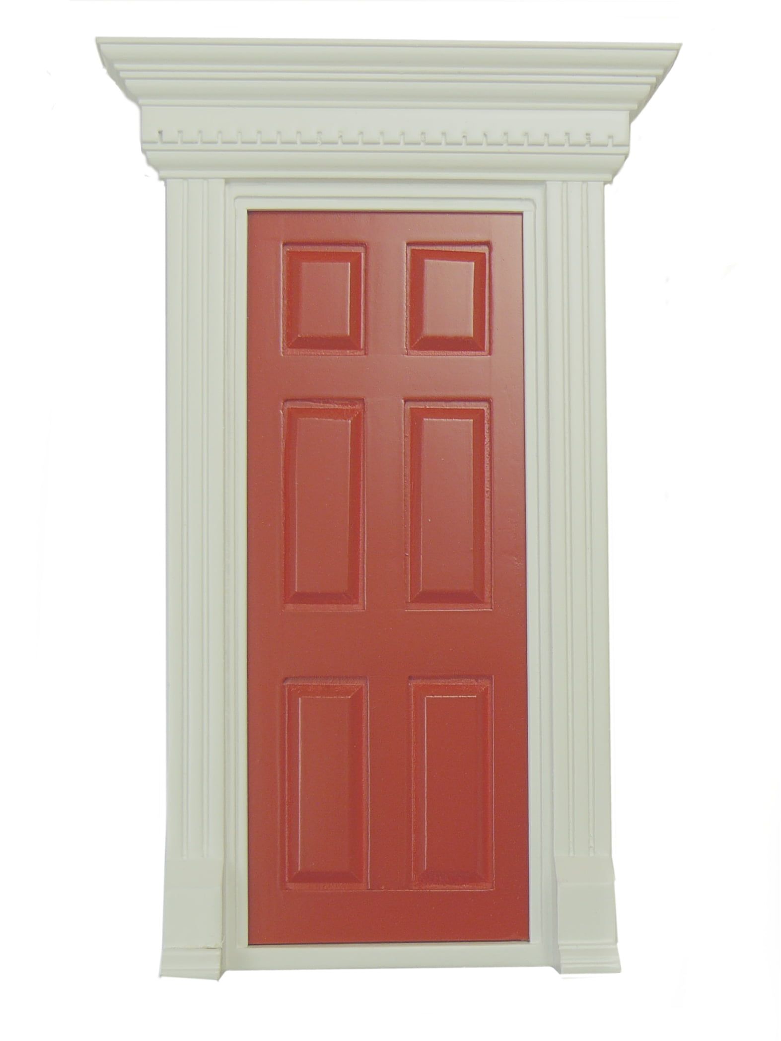 Painted Red Dentil Trim Wooden Door for 12th Scale Dolls House