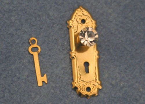 Crystal Door Knob With Brass Plate for 12th Scale Dolls House