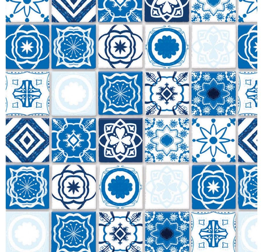 Embossed Blue Mediterranean Wall/ Floor Tiles Card for 12th Scale Dolls House