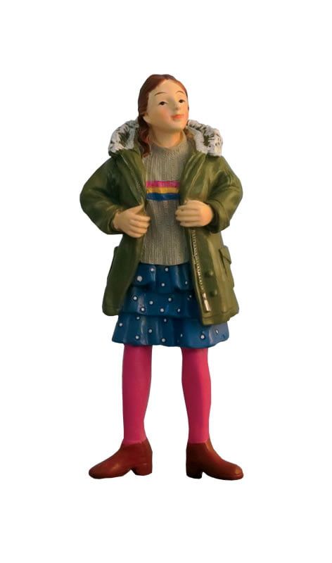 Modern Girl with Green Coat for 12th Scale Dolls House