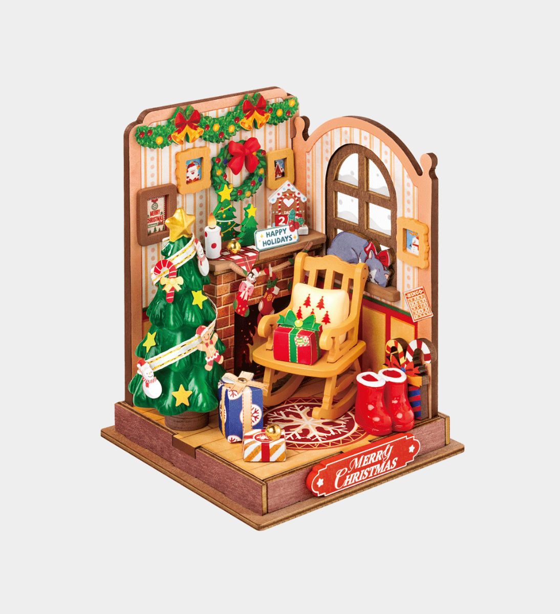 Rolife Christmas Fireplace DIY Miniature House Hobbies