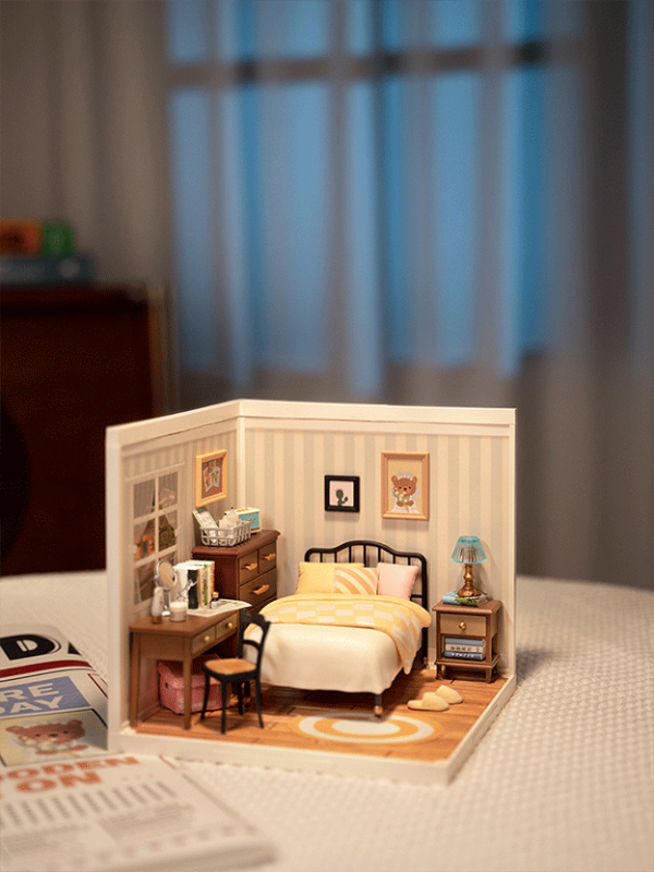 Rolife Sweet Dream Bedroom Plastic DIY Miniature Dollhouse Kit | Hobbies