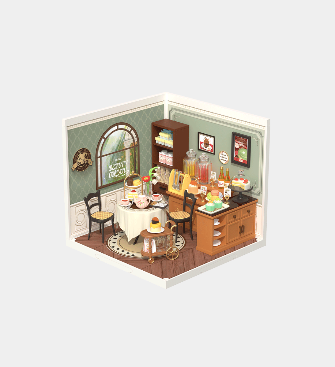 Rolife Sweet Sips Tea Plastic DIY Miniature Dollhouse Kit 