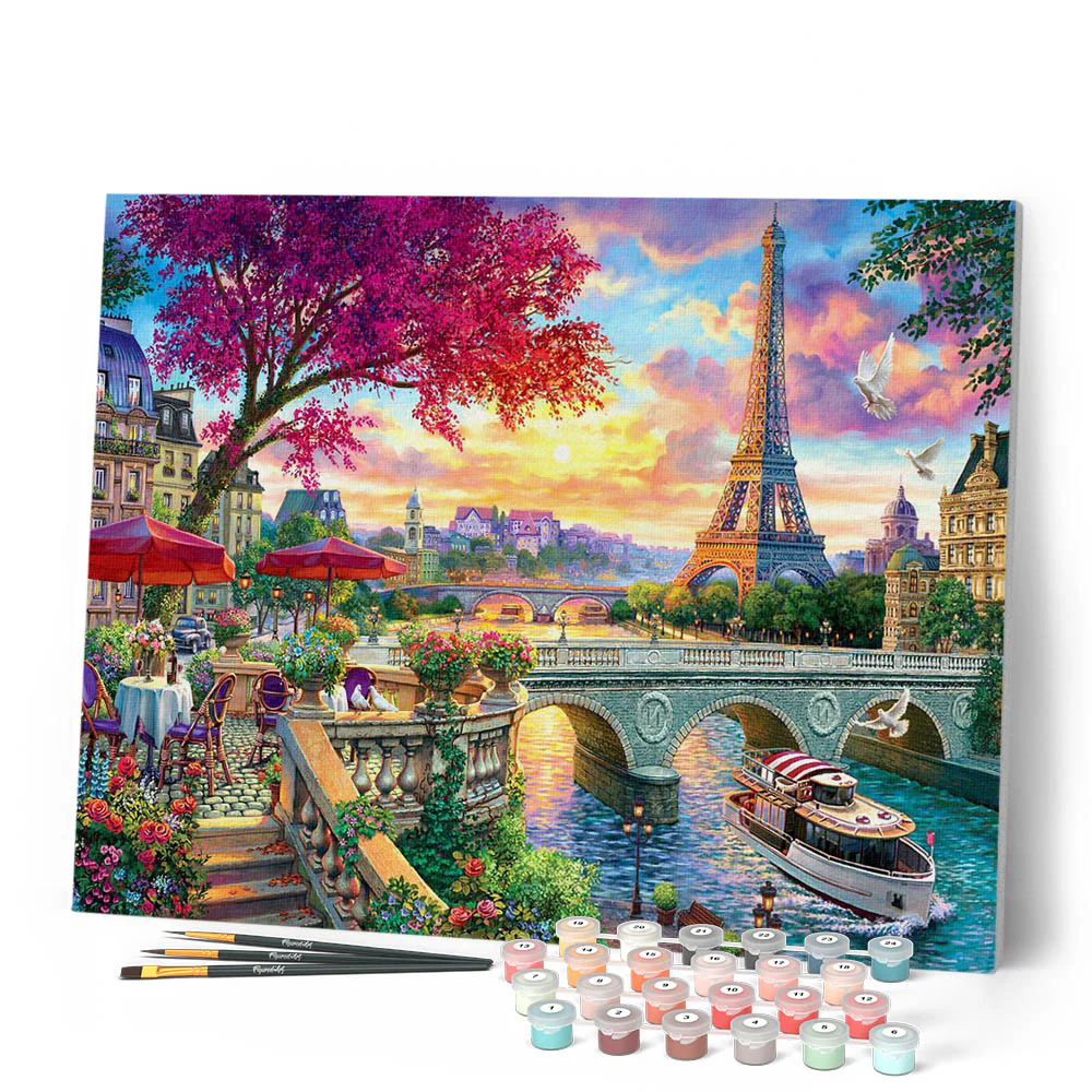 Figured'Art Dinner By The Seine Rolled Canvas Painting By Numbers Kit