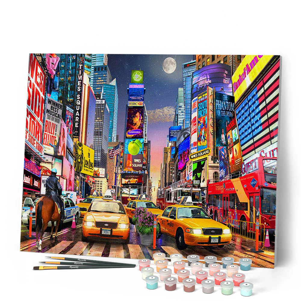 Figured'Art Night In Timesquare Rolled Canvas Painting By Numbers Kit