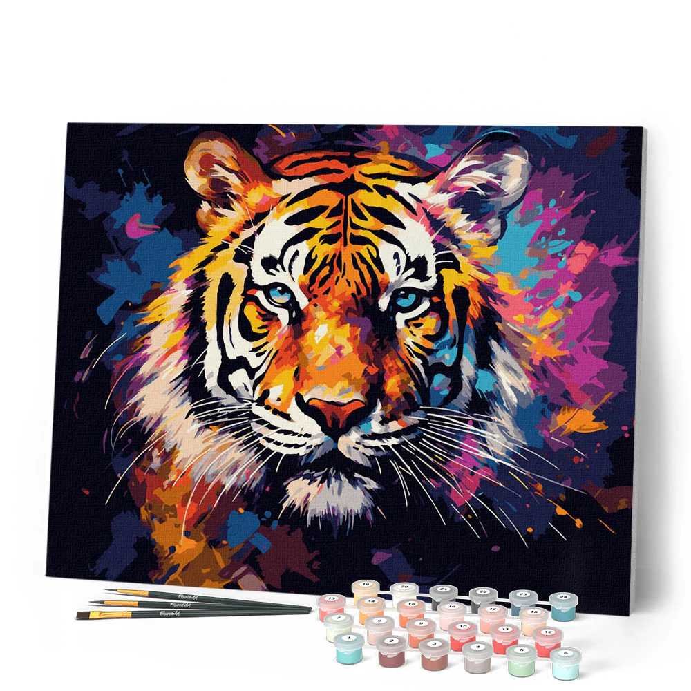 Figured'Art Tiger Rolled Canvas Painting By Numbers Kit