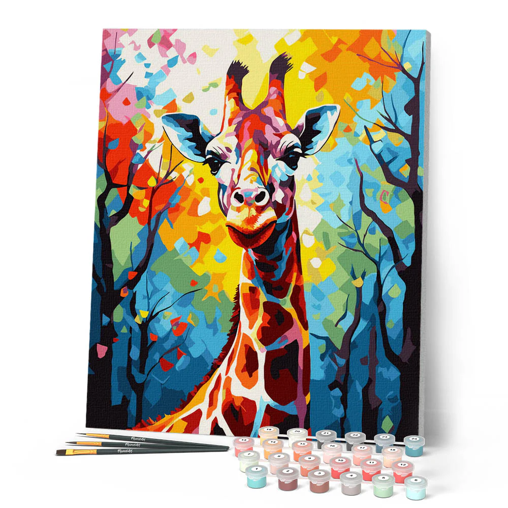 Figured'Art Giraffe Rolled Canvas Painting By Numbers Kit