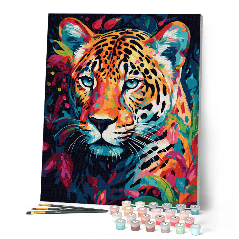 Figured'Art Leopard Rolled Canvas Painting By Numbers Kit