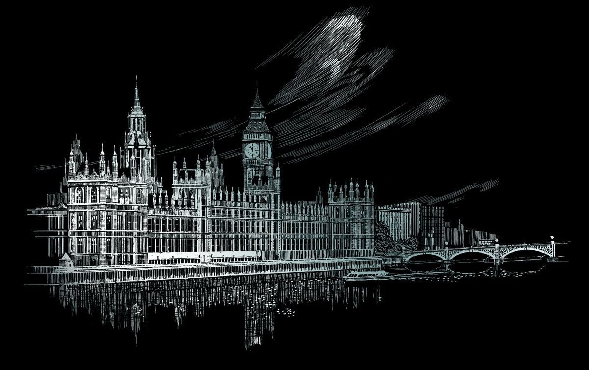 Engraving Art Big Ben & Parliament