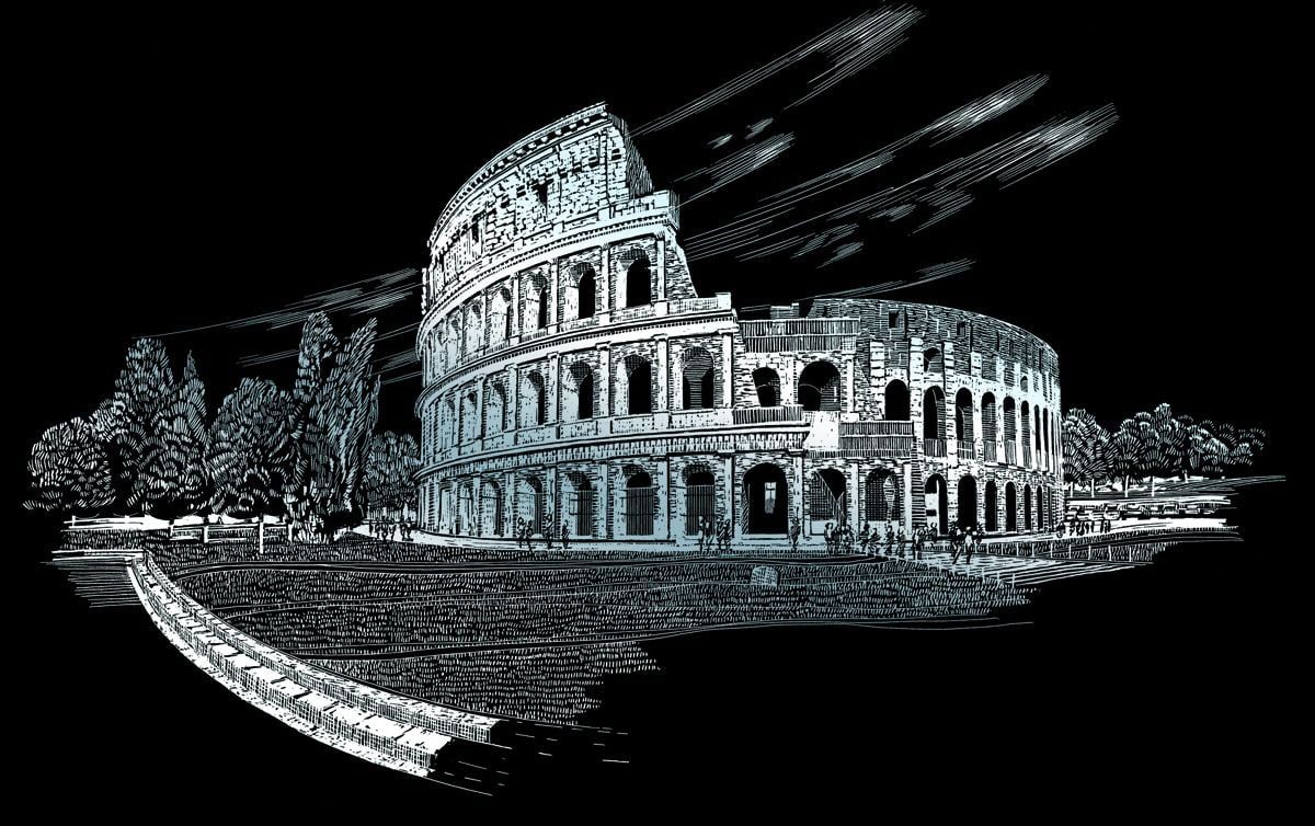 Engraving Art Colosseum Silver