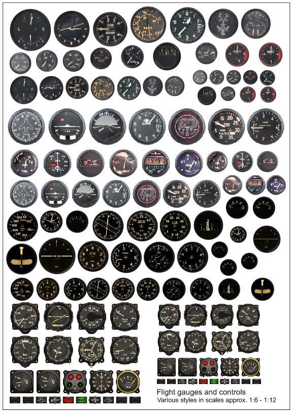 Becc Flight Gauges and Controls Multi Pack Decals