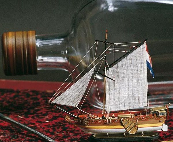 Golden Yacht Ship In A Bottle Model kit
