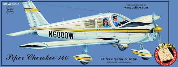 Guillows 1/20 Scale Piper Cherokee 140 Balsa Model Kit