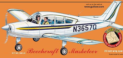 Guillows Beechcraft Musketeer Balsa Wood Airplane Kit