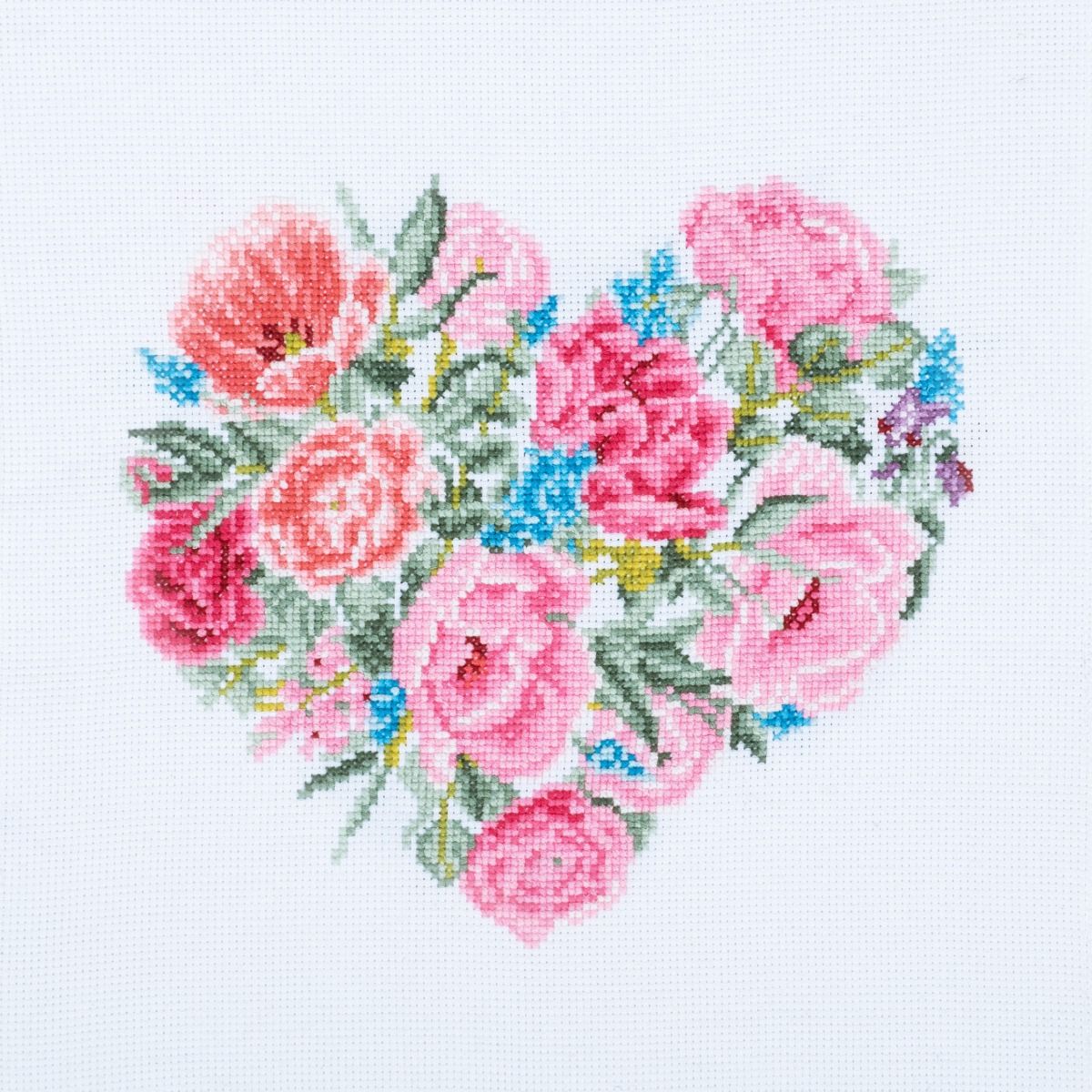 Trimits Floral Heart Large Counted Cross Stitch Kit