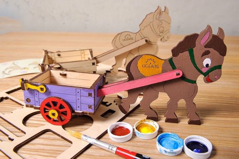 UGears 3D Colouring Donkey Wooden Model Kit