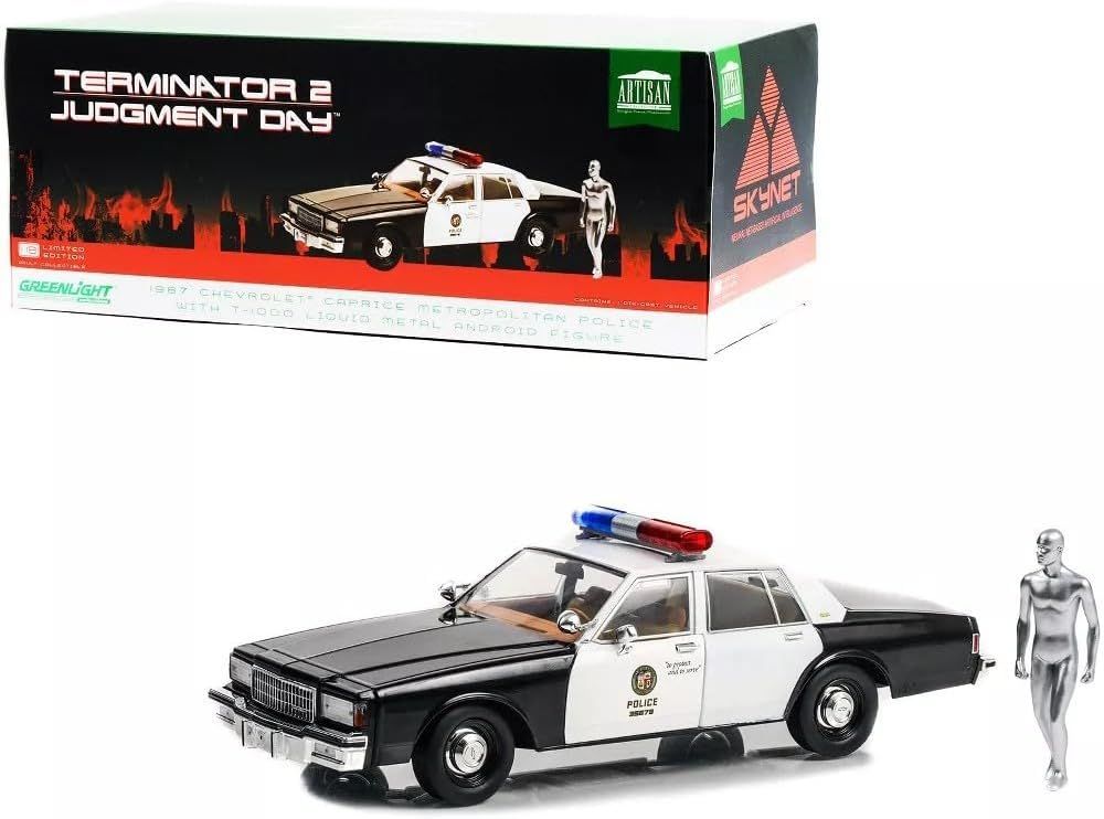 Greenlight 1/18 Scale Chevy Caprice Met Police (1987) - Terminator 2: Judgment Day (1991) Die Cast Model