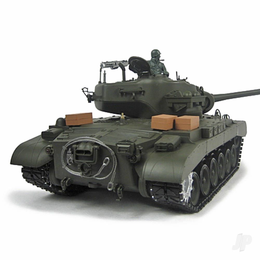wheelfun Heng Long US in Stock, 1/16 Scale 7.0 Upgraded M26 Pershing RTR RC Tank 3838 Metal Tracks Smoke Generator 340° Rotating Turret Infrared Combat Lifting Barrel Light Sound Airsoft Tank