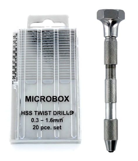 Hobbies Double Ended Swivel Top Pin Vice and 20 Piece Microbox Drill Set