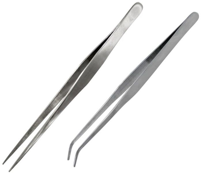 Hobbies Curved and Straight Tip Strong Stainless Steel Tweezers
