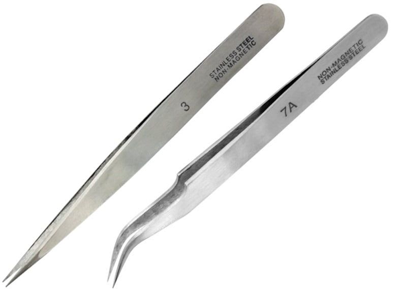 Hobbies Fine Straight and Extra Fine Curved Stainless Steel Tweezers