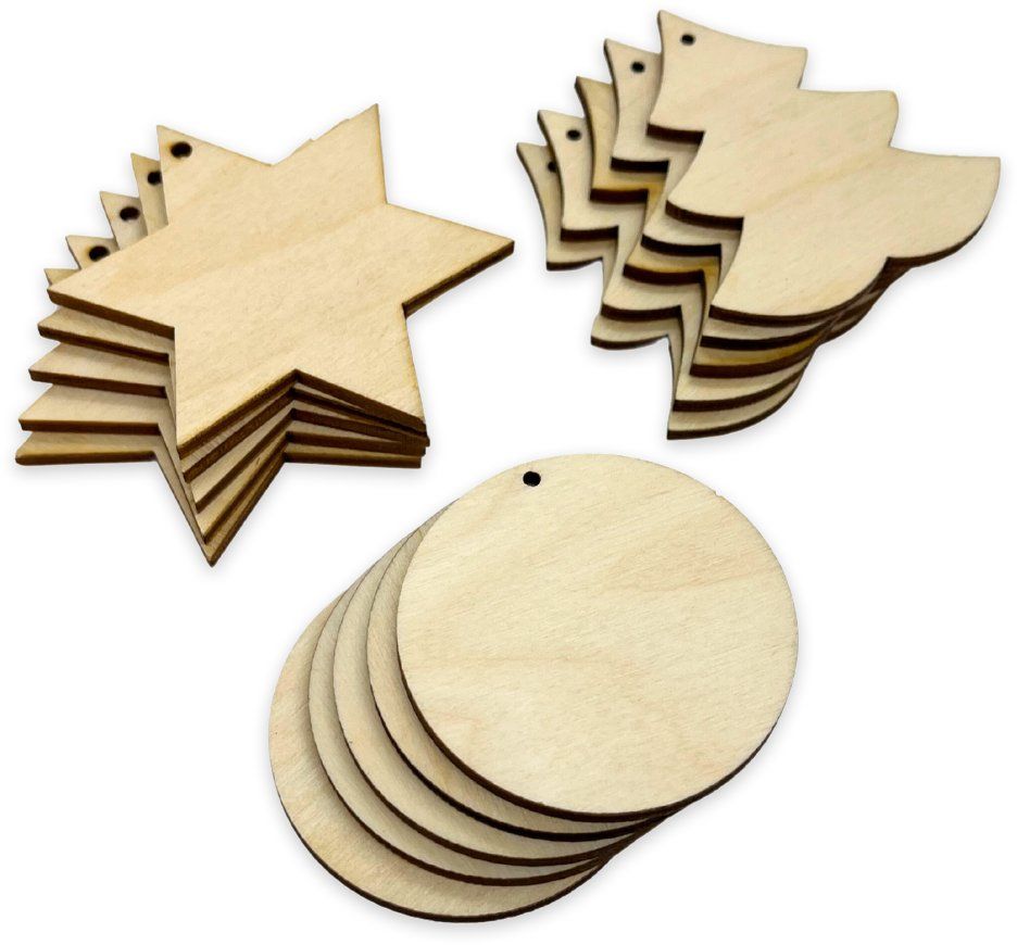 Pack of 15 Mixed Christmas Shapes Wood Blanks