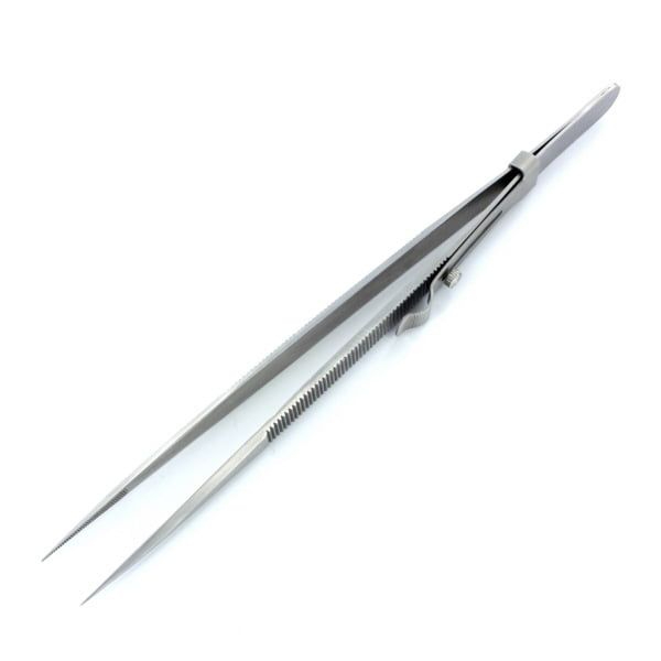 Model Craft Fine Serrated Locking Tweezers - Stainless Steel