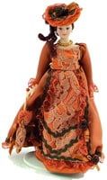 Porcelain Victorian Lady in Russet Dress for 12th Scale Dolls House