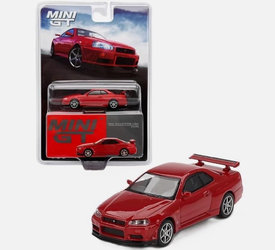 Mini GT 1/64 Scale Nissan Skyline GT-R (R34) V-Spec Active Red (RHD ...