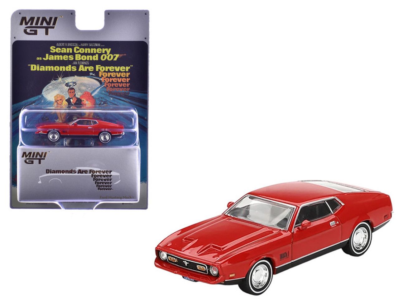 Mini GT 1/64 Scale James Bond (Diamonds Are Forever Movie) Ford Mustang Mach 1 (LHD) Die Cast Model