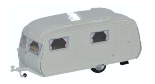 Oxford Diecast 1/76 Scale Carlight Continental Caravan Light Grey Die Cast Model 
