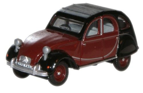 Oxford Diecast 1/76 Scale Charleston Maroon/Black Citroen 2CV Die Cast Model 