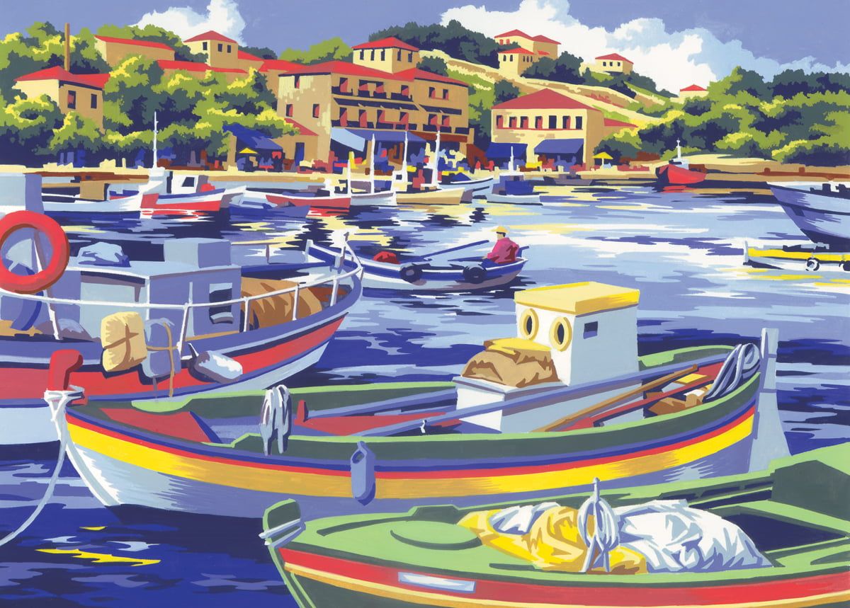 Painting By Numbers Mediterranean Fishing Boats