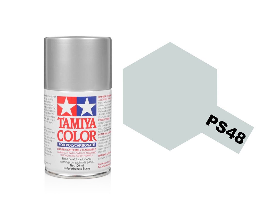 Tamiya Polycarbonate Spray Paint (100ml) - Semi-Gloss Silver Anodised Aluminium
