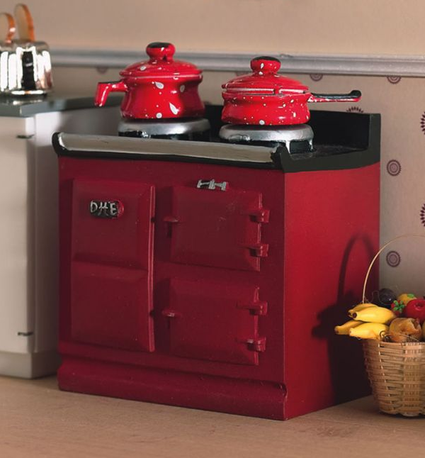 Red Aga Stove for 12th Scale Dolls House