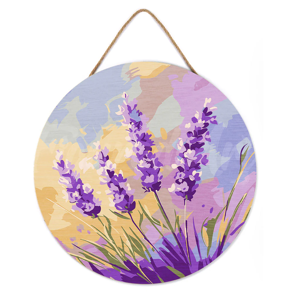 Figured'Art Lavender Hanging Wood Slice Painting By Numbers Kit