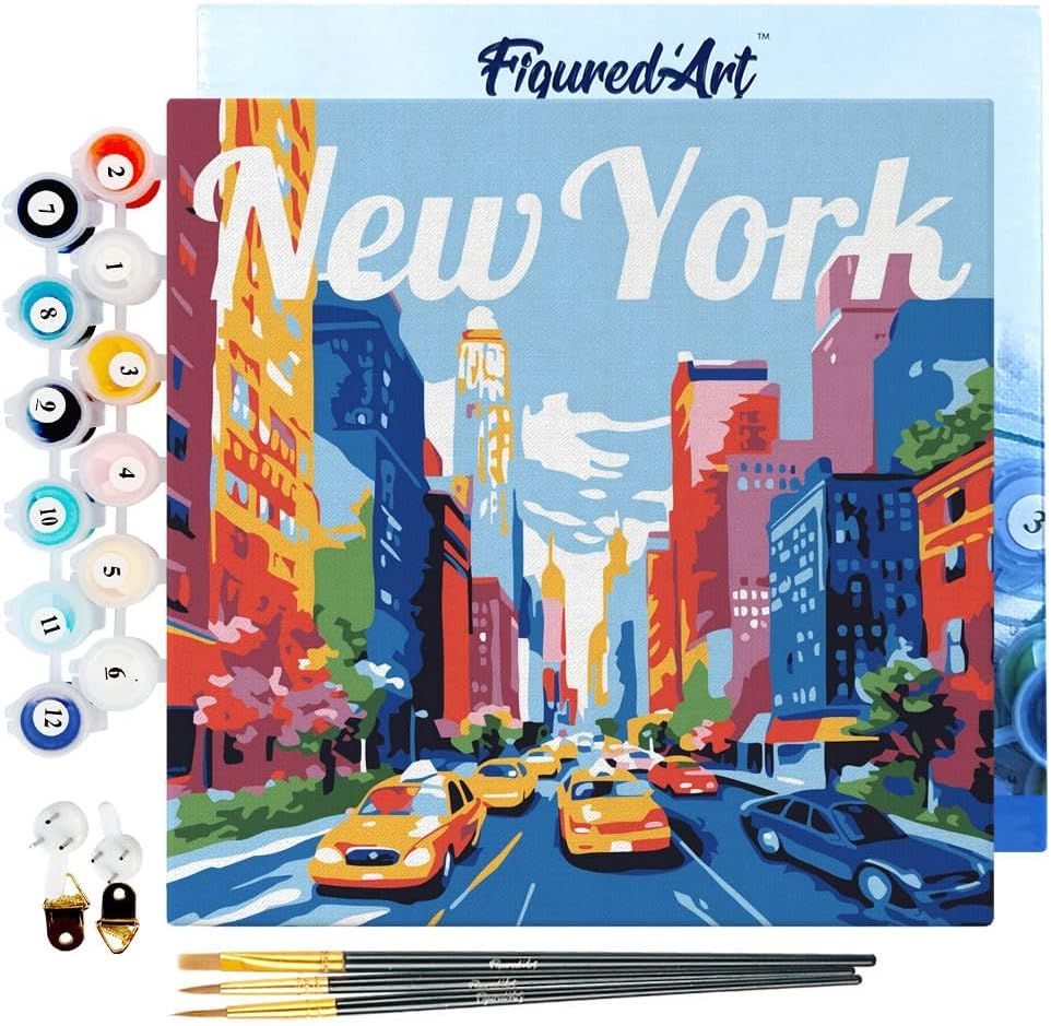 Figured'Art New York Framed Canvas Painting By Numbers Kit