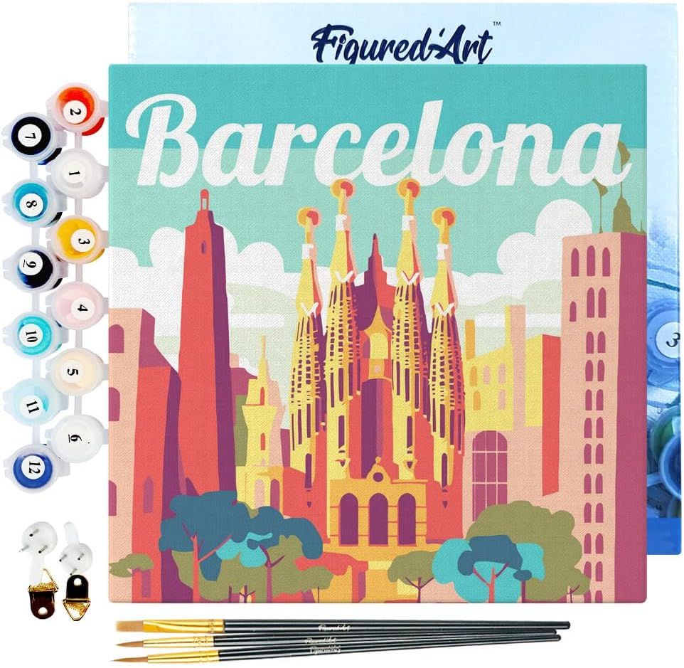 Figured'Art Barcelona Framed Canvas Painting By Numbers Kit