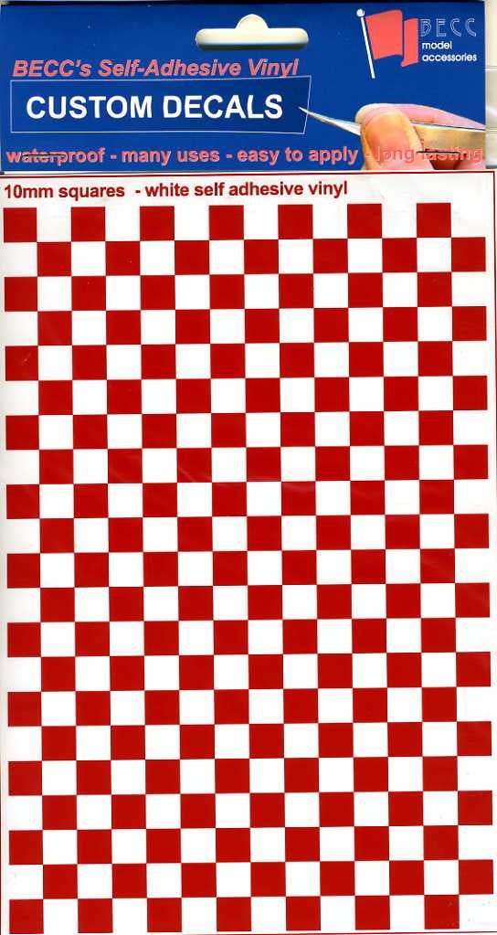 Vinyl Squares Chequer Pattern Red White