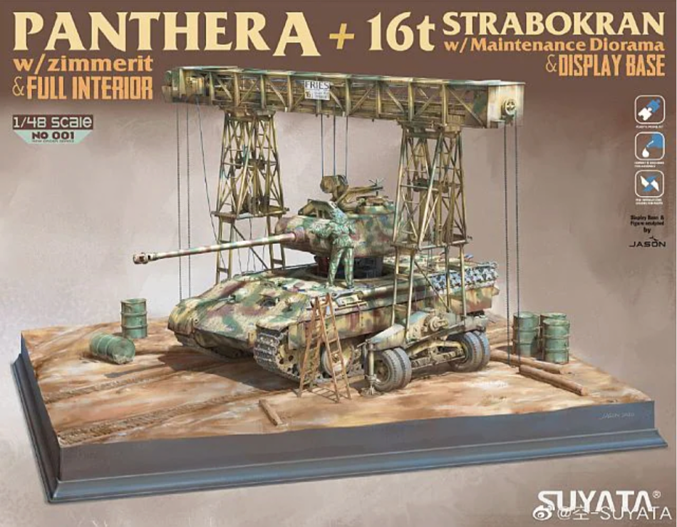 Suyata 1/48 Scale Panther A Medium Tank & 16t Strabokran Model Kit